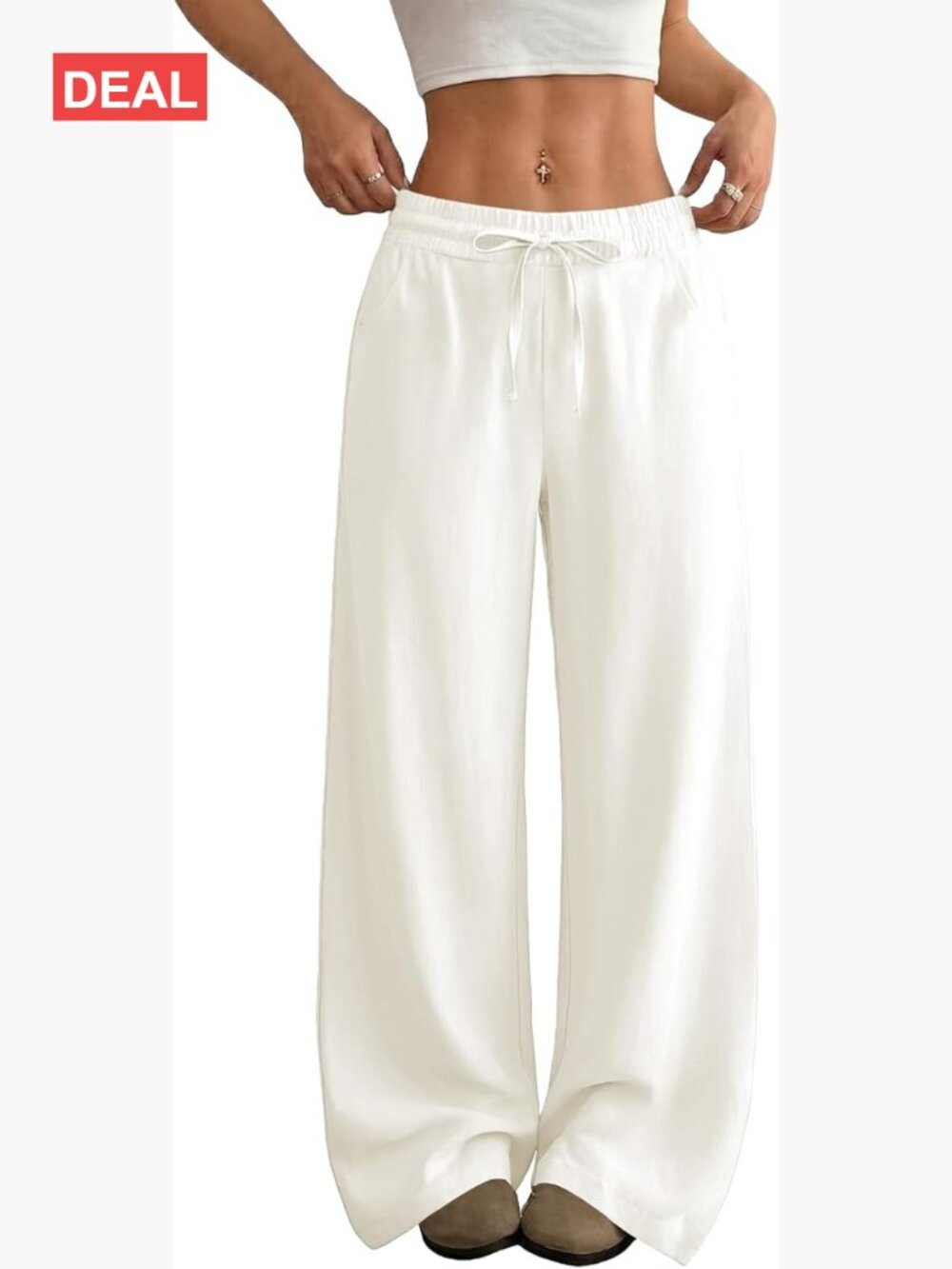 Flowy High Waist Wide Leg Linen Blend Palazzo Pants